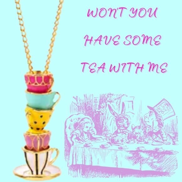 Miniature Whimsical Mini Tea Cups Crafted into a Long Necklace - Unique Patterns - Picture 3 of 6